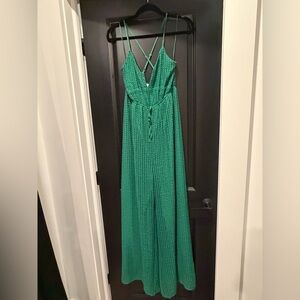 Crochet Wide Leg Green Jumpsuit
